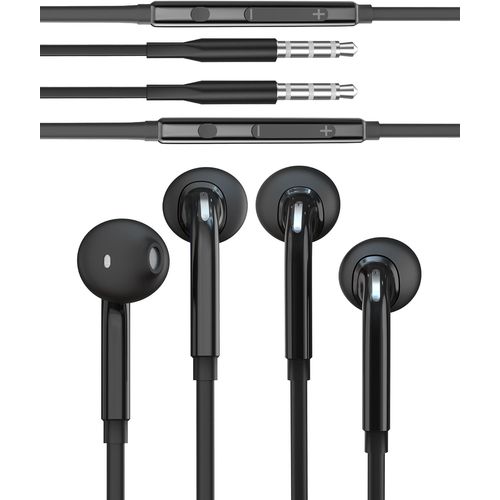 Lot de 2 écouteurs jack 3,5 mm - Câble de 1,2 m - Avec microphone - Pour casque - Connexion PCompatible avec Samsung Galaxy S6 Edge + S7 Active S10+ Android