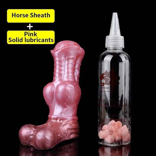 Manchon De Pénis En Silicone Liquide Pour Homme,Gaine De Cheval Creuse,Masseur À Gros N?Ud,Agrandissement Du - 2215 And Pink Lube
