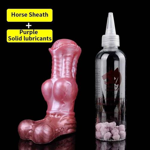 Manchon De Pénis En Silicone Liquide Pour Homme,Gaine De Cheval Creuse,Masseur À Gros N?Ud,Agrandissement Du - 2215 And Purple Lube