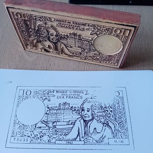 Ancien Tampon À Encrer Billet 10 Francs 1963.