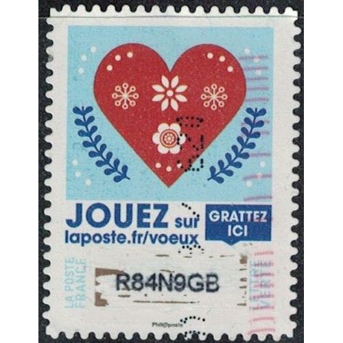 France 2018 Oblitéré Used Timbre À Gratter N° 3 Voeux Coeur Rouge Avec Motifs Floraux Y&t Fr 1643 Su