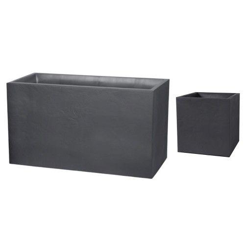 Lot Muret 116 L Et Bac A Fleur Carré 31 Litres - Volcania - Gris Anthracite Eda Plastiques