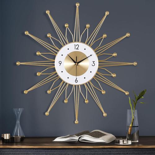 Horloge Murale Or Geante Metal,Silencieuse Pendule Murale Moderne Nordic Décoration,Originale Créative Design Pour Salon Chambre Bar 56Cm