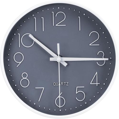 20Cm Horloge Murale Silencieuse,Horloge Murale Décorative Ronde,Horloge Murale Moderne Sans Tic-Tac,Murale Facile À Lire,Pour Bureau,Cuisine,Salon,Chambre D'Enfant,École (Gris)