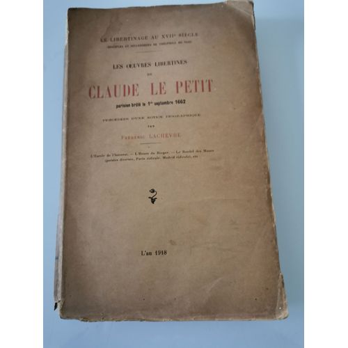Le Libertinage Au Xviie Siècle Claude Le Petit