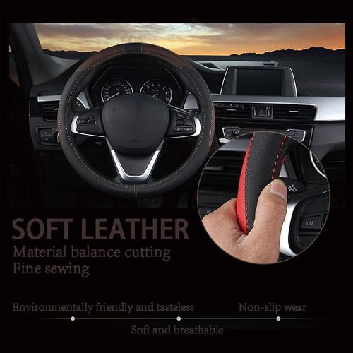 Housse De Volant De Voiture En Cuir Microfibre, Durable, Respirante, S¿Adapte À La Plupart Des Voitures, Chaude En Hiver, Couvre-Volant De Taille Universelle 38 Cm (15 Pouces