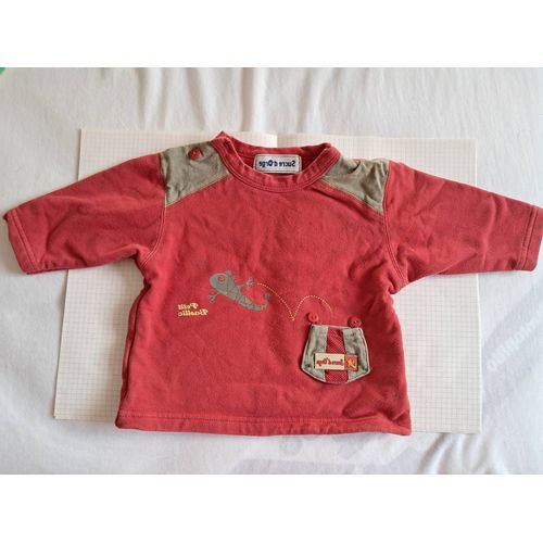 Sweat Shirt Garçon Manche Longue T: 6 Mois- Sucre D'orge Rouge