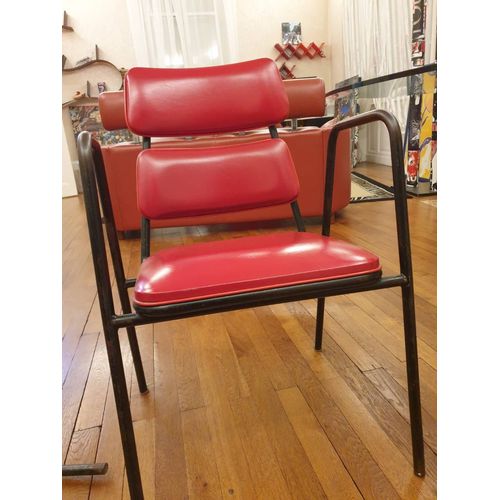 Fauteuils Lecorbusier Vintage 1950 En Sky Rouge