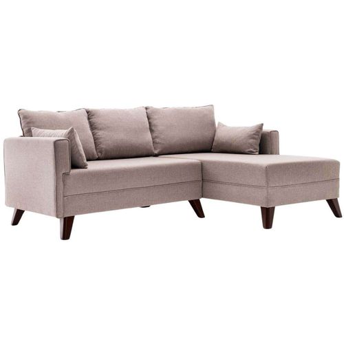 Canapé D'angle Convertible En Tissu Crème Bella