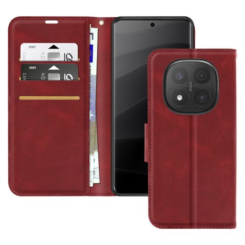 Housse pour Redmi Note 14 Pro et 14 Pro Plus Portefeuille Dragonne Bordeaux