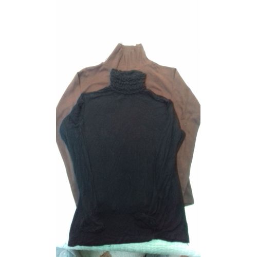 Lot De Sous Pull Col Roulé 14/16 Ans Marron Et Noir