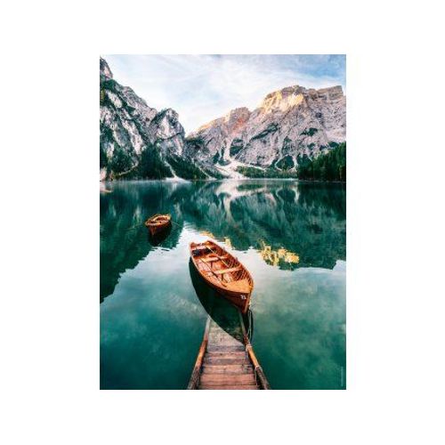 Puzzle Barques Au Bord Du Lac De Braies 500 Pieces - Set Puzzle Montagne Et Italie + 1 Carte Tigre
