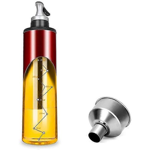 Bouteille Distributrice Hermétique D¿Huile D¿Olive 22 Oz - Récipient D¿Huile De Cuisson D¿Huile Et De Vinaigre - Carafe À Huile D¿Olive Pour Cuisine, Rouge