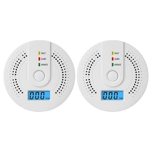 Détecteur de monoxyde 2pc, alarmes de monoxyde de carbone portables pour la maison, alarme de CO avec UL2034 (piles non incluses)