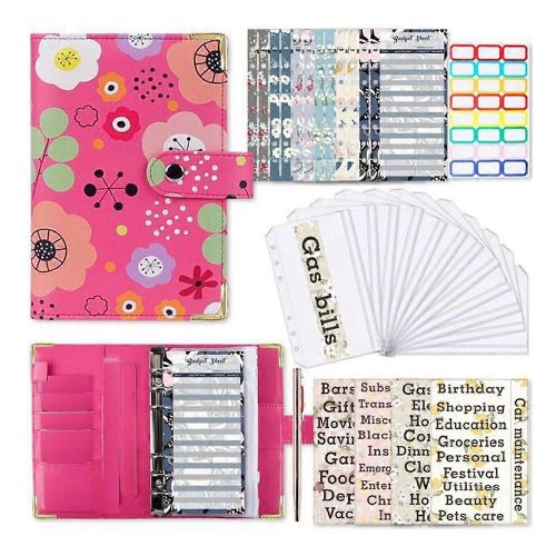 A6 Papillon Gaufrage Planificateur Relieur Page Fermeture Éclair Enveloppes Enveloppes De Caisse Budgétisation Organisateur Pour L¿Argent, Rose Rouge