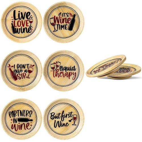 8 Pcs Verre À Vin Charcuterie Topper Verre À Vin Couvre Bambou Verre À Vin Topper Sous-Verres Assiette Verre À Vin Charcuterie