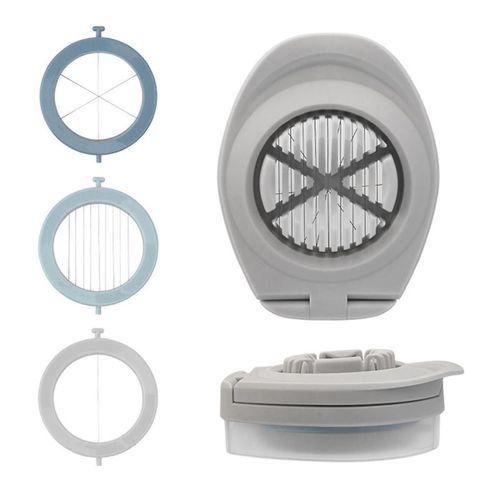 3 en 1 Coupe-oeufs multifonctionnel Coupe-oeufs Lames en acier inoxydable avec boîte de rangement pour trancheuse à oeufs B