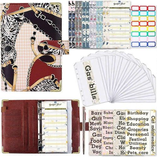 A6 Papillon Gaufrage Planificateur Reliure Page Enveloppes À Fermeture Éclair Enveloppes De Caisse Organisateur De Budgétisation Pour L¿Argent, Marron