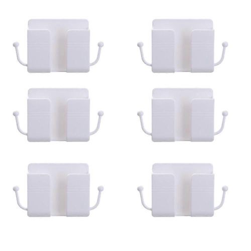 6pcs Support De Téléphone Mural Auto-Adhésif Mur À Côté De L¿Organisateur Boîte De Rangement Charge En Plastique Support De Téléphone À Distance, D