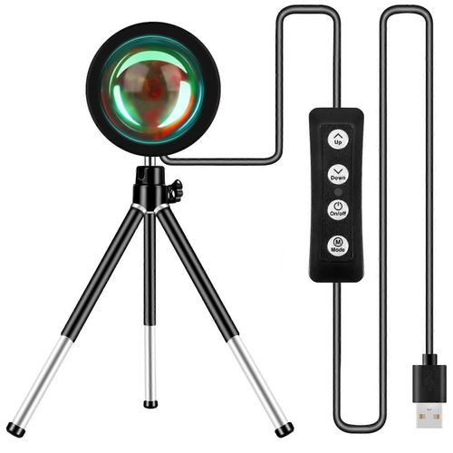 RVB Coucher De Soleil Projection Atmosphère Lampe LED Veilleuse, USB Projecteur Photographie Lampes 360 Trépied pour Home Room Studio