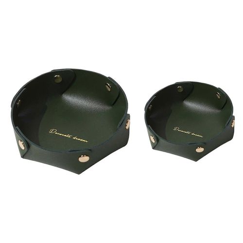 Nordic Ins Cuir Desktop Storage Box Clé Porte Cosmétiques Bijoux Porche Débris Boîte De Rangement Plateau De Rangement Vert Foncé