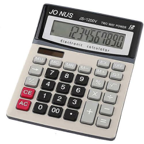Calculatrice, Calculatrice de bureau à batterie solaire à 12 chiffres avec grand écran LCD, Calculatrices de bureau à double alimentation