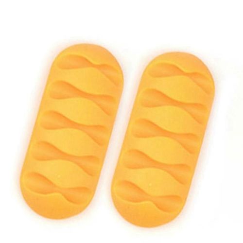 Support de câble à 5 clips, organisateur de câbles en silicone, support de clips de gestion d¿enrouleur USB, support pour souris, écouteur, casque, etc. -jaune