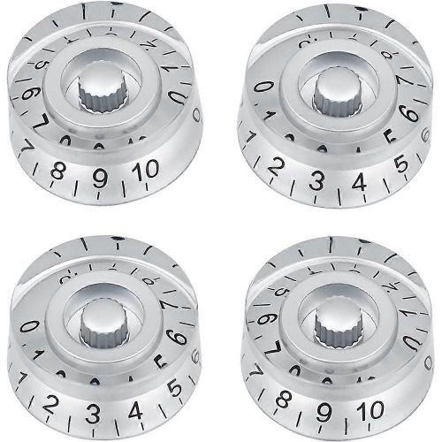 4 Pcs Boutons De Contrôle De Vitesse De Tonalité De Volume Pour Lp Style Basse Pièces De Guitare Électrique, Argent Transparent
