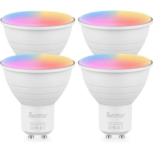 Ampoule Wifi Connectée Gu10, Ampoule Intelligente Wifi Connecée Alexa Et Google Home,Rgbcw 500lm 5w(=50w Ampoule Halogène) Multicolore Dimmable Aucun Concentrateur Requis, 4 Pièces[Les255947]