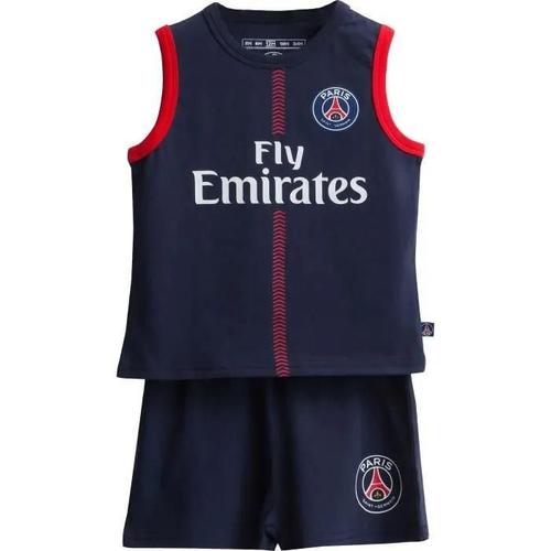 24 Mois - Ensemble Débardeur + Short Bébé - Paris Saint Germain - Bleu - Manches Courtes - Respirant - Officiel