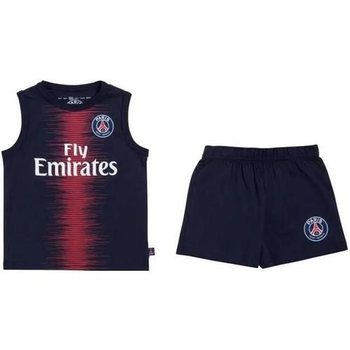 12 Mois - Ensemble Débardeur Short Bébé - Paris Saint Germain - Fly Emirates - Coton - Bleu - Sans Manche