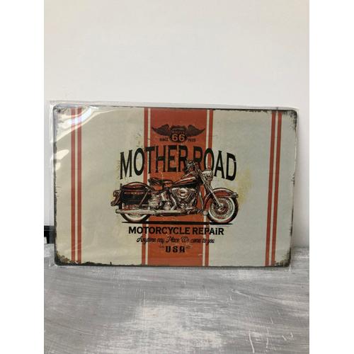 Plaque Métal Déco Vintage - Harley Mother Road Route 66 - Motorcycle Repair (20x30cm)