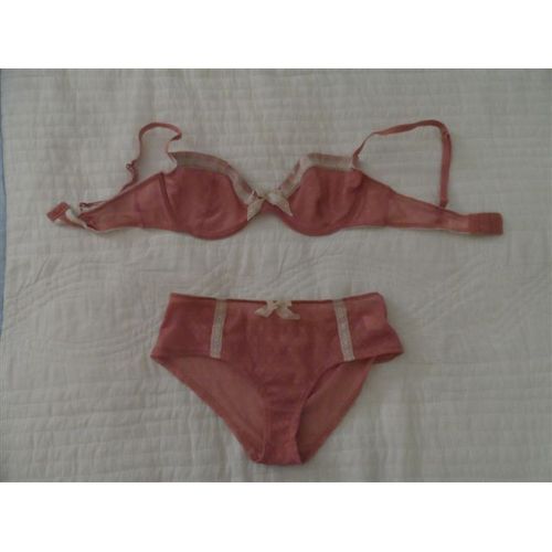 Ensemble Soutien-Gorge + Slip Tulle Rose Et Dentelle Tissel