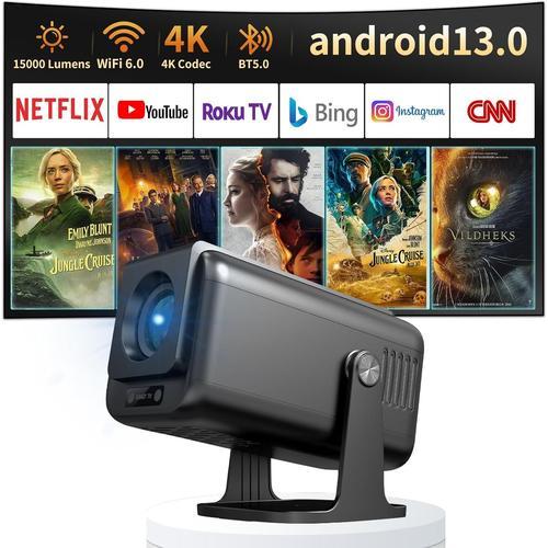 Videoprojecteur ¿Android Tv & Auto Keystone¿ 500 Ansi Portable Film Projecteur Avec Wifi6,Natif 1080P Full Hd Projecteur Home Cinema Compatible Pour Ordinateur Portable,Pc,Smartphone