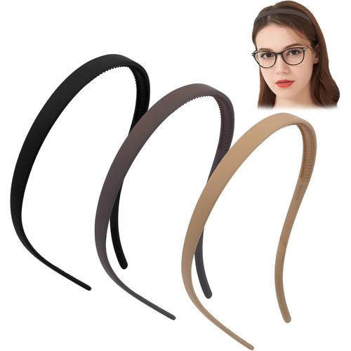 Lot De 3 Serre-Têtes En Zi G Avec Pinces - Serre-Tête Fin Pour Femme - Finition Mate - Antidérapant - Idéal Pour Les Lunettes Et Le Quotidien (Noir + Bordeaux + Café), Multicolore, L[X01]