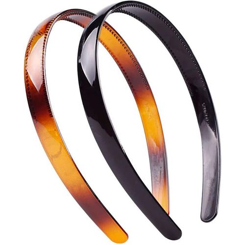 Lot De 2 Serre-Têtes En Plastique Rigide Pour Femme Et Fille, Noir Et Marron, De Qualité Supérieure (Style B#)[X457]