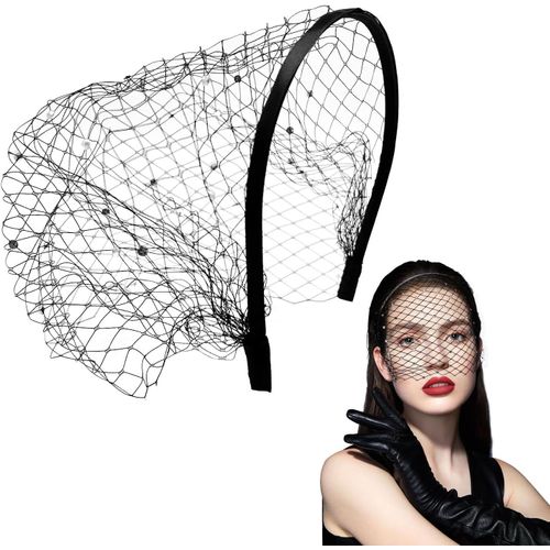 Fascinators Pour Femmes Fille, Chapeau Bibi Style Années 1920, Chapeaux Fascinator De Mariage Pour Femmes Dames, Maille Bandeau Pour Tea Party Mariage Cocktail (Taille Unique, Noir)[X661]