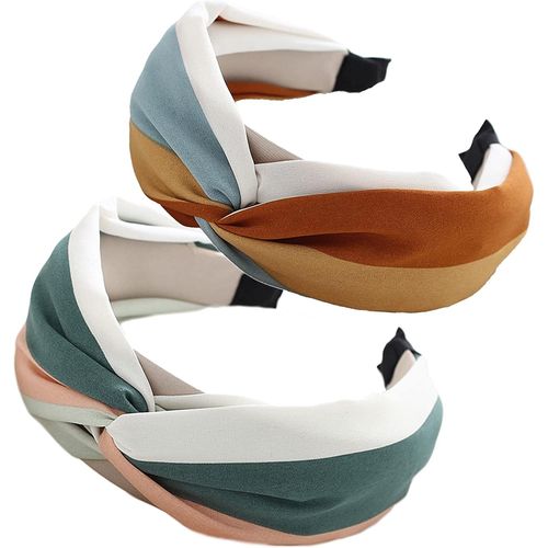 2 Pièces Serre-Tête Vintage Bohème Bandeau Large En Tissu Mignon Bandeau En Plastique Maquillage Serre-Têtes Femme Rétro En Plastique Pour Fitness Yoga Course Randonnée Lavage Du Vi Et Maqui[X945]