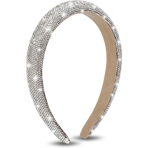 Serre Tête En Strass Avec Perles Scintillantes Et Paillettes Ornées De Paillettes Tendance Épaisses Et Rembourrées En Éponge Argentée Pour Femmes Et Filles (Argent)[X963]