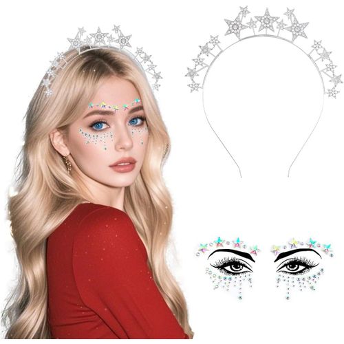Bandeau Étoiles, Accessoires Carnaval Serre Tête, Bandeau Étoiles Avec Strass Serre-Tête, Autocollants Pour Vi , Pour Strass Serre Tete Mariage Pour Carnaval Halloween Fête Femmes[X1597]