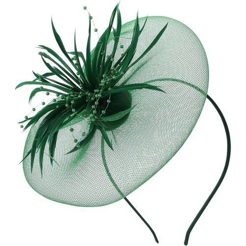 Chapeaux De Fête De Thé En Maille De Plumes De Fleurs Élégants Chapeaux Pour La Tête Élégant Bandeau De Mariage De Cocktail Pour Femme Fille - Vert -[X1961]