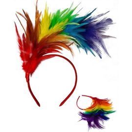 Carnaval Rio,2 Pcs Bandeau À Plumes Colorées Fascinateur Coiffe De Carnaval Serre-Têtes Arc-En-Ciel Cerceau Cheveux Cosplay Costume Pour Pâques Mariage Halloween[X528]