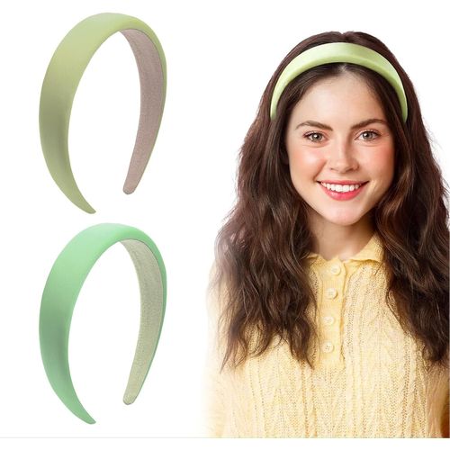 Lot De 2 Serre-Têtes Tressés En Velours Vert Pour Femme - Larges - Vintage - Pour Le Maquillage[X161]