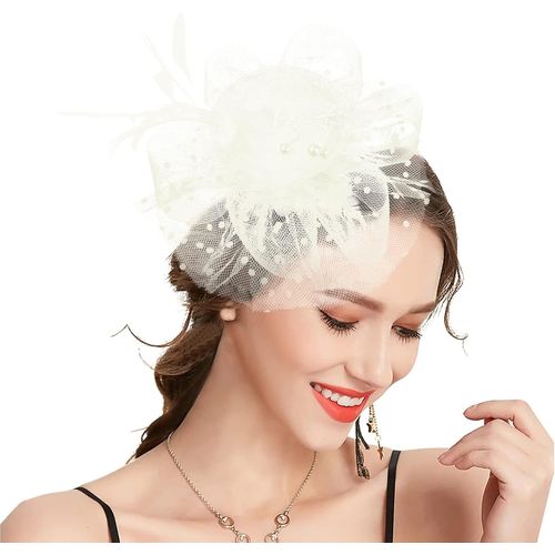 Chapeau Bibi Avec Fleurs Et Rubans En Maille Et Plumes Sur Un Bandeau Et Un Clip Pour Fête Du Thé Pour Filles Et Femmes, Noir, Taille Unique[X2041]