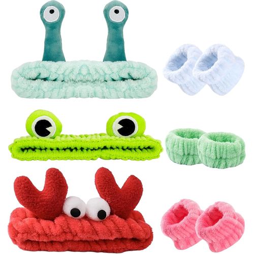 9 Pièces Bandeau Mignons Kit, Bandeaux Élastique Avec Bracelets, Bandeau De Lavage Créatifs, Bandeau De Spa Avec Dessins Animés, Bandeau De Maquillage Pour Douches, Sport, Beauté[X489]