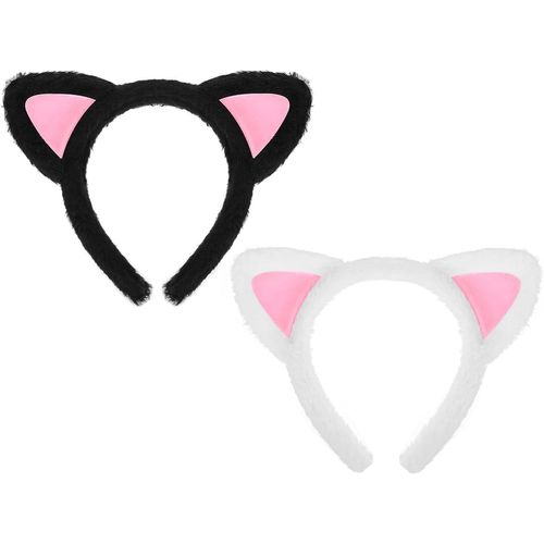 Lot De 2 Bandeaux À Oreilles De Chat Pelucheuses Avec Oreilles De Chat Mignonnes Pour Maquillage Doux Pour Fille, Fête, Dégu Ment, Soins De La Peau, Yoga, Cosplay[X2441]
