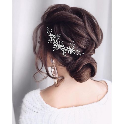 Serre-Tête De Mariée En Cristal Argenté Avec Perles Et Strass Pour Femme Et Fille[X787]