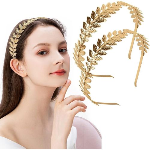 Lot De 2 Couronnes De Laurier Doré - Accessoire De Coiffure Grecque Romaine Pour Femme - Idéal Pour Mariage, Photographie Et Fêtes - Serre-Tête Feuilles De Laurier Pour Un Look Chic Et Éléga[X589]