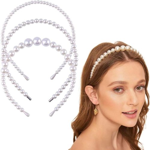Accessoires Mariage,Bandeaux De Mariée, Bandeaux De Perles, Bandeaux De Communion Pour Filles, Bandeaux De Perles Faits À La Main Pour Dames Filles (Lot De 3)[X1522]