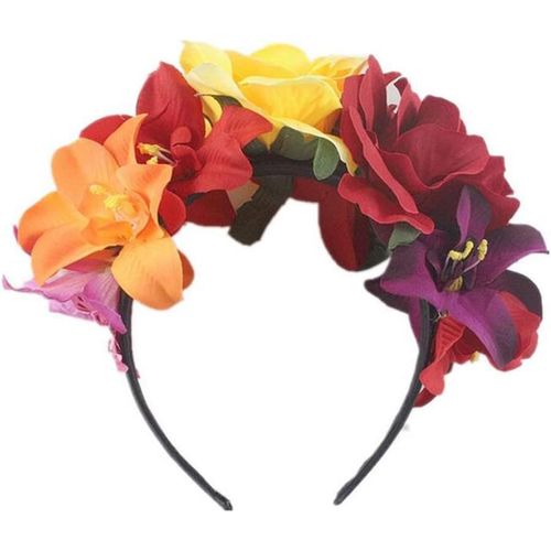 Serre-Tête Couronne De Fleurs Pour Femme De Style Mexicain Pour Halloween, Carnaval, Fêtes Et Spectacles Rose[X839]